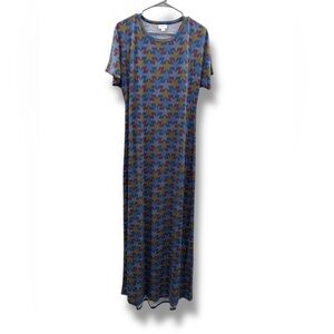 Luluroe Maria Star Print Short Sleeve Stretchy Maxi Dress Sz M‎ NEW Blue Red